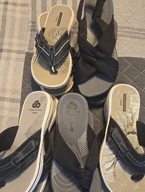 Clarks mixed black and gray women's sandals set